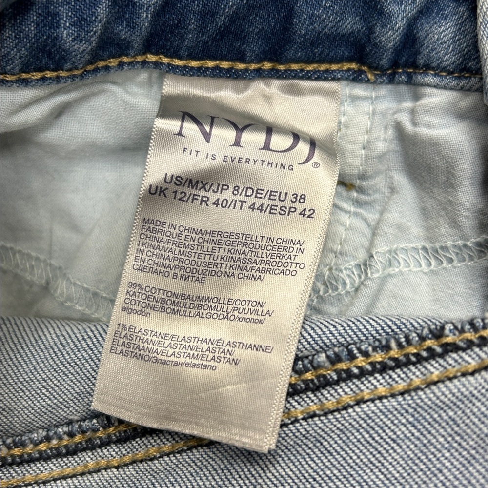 NYDJ Teresa Blue Floral Embroidered Wide Leg Jeans - Picture 10 of 11